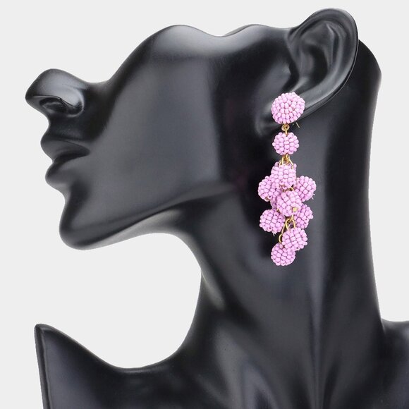 Handmade India Seed Beaded Ball Coconut Dangle Earrings - 5 Colors - NEW - #Fall - Picture 12 of 12